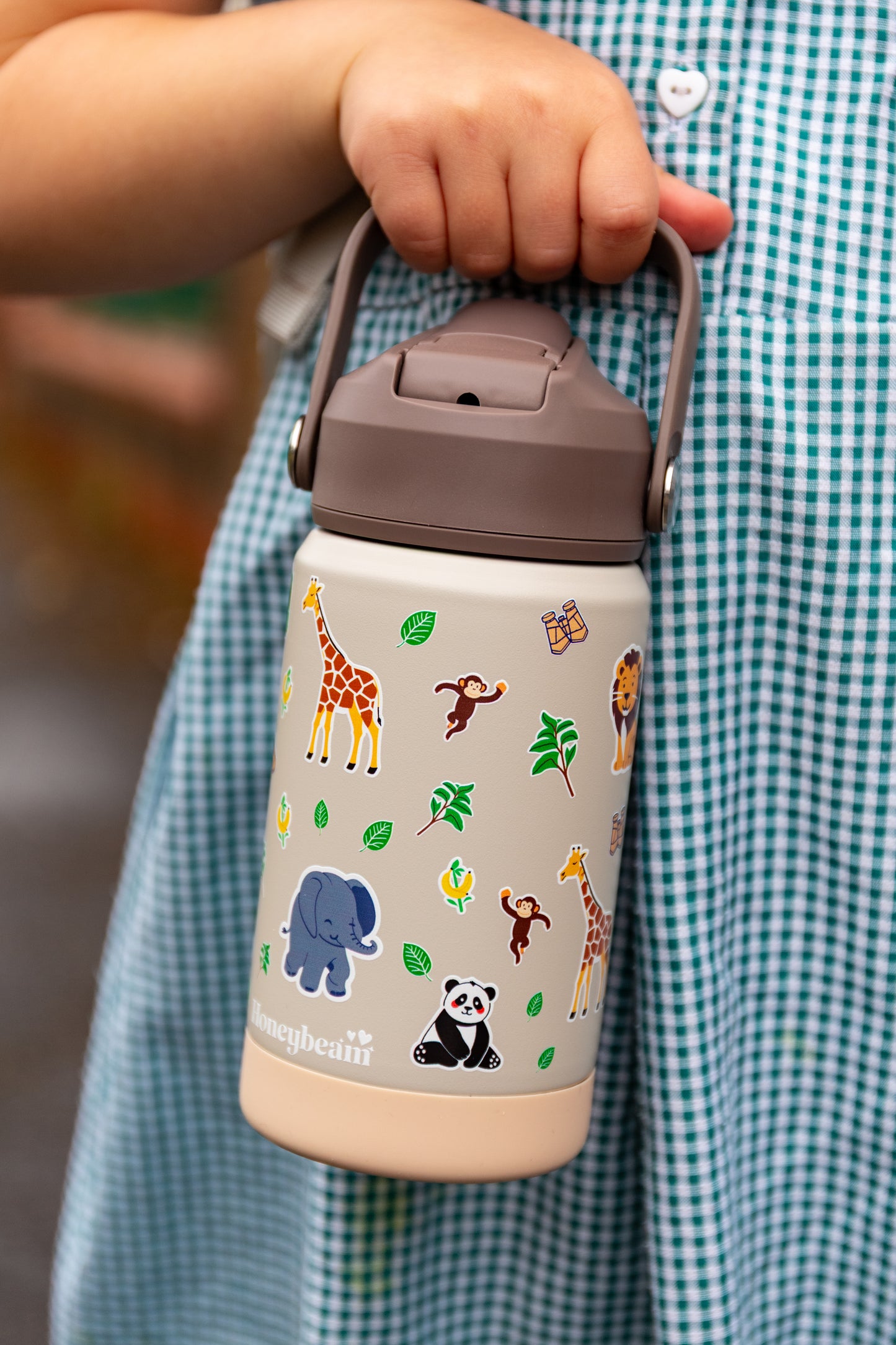 Safari Adventure Kids Stainless Steel Water Bottle With Straw 350ml
