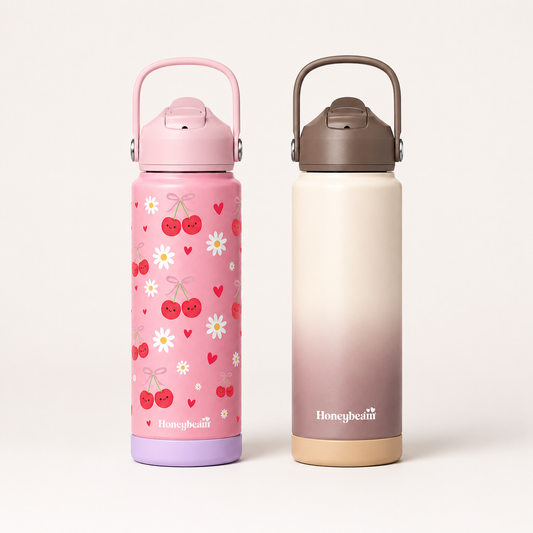 Honeybeam Grown Ups Stainless Steel Water Bottle With Straw 700ml