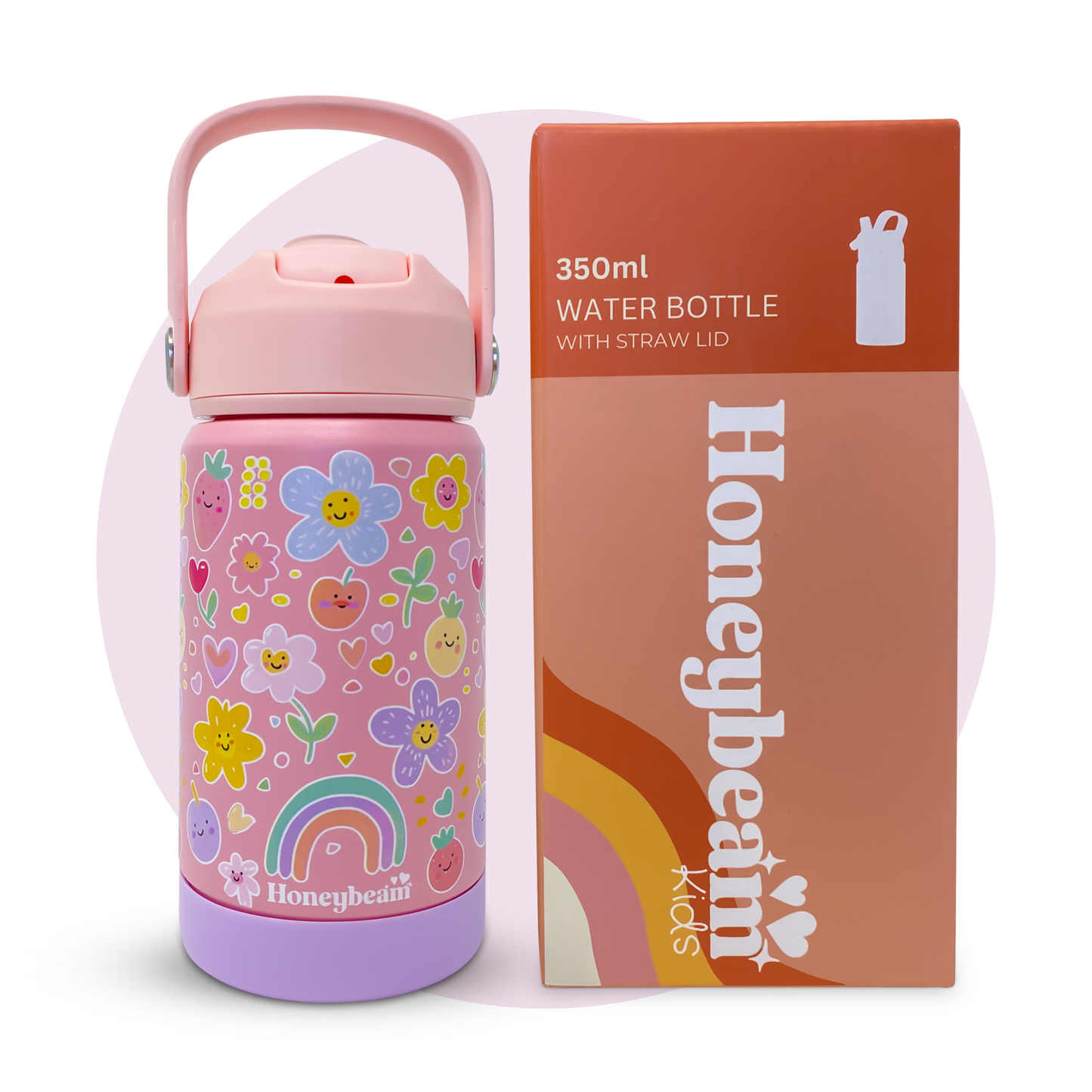 Flowers & Fruit Kid's Stainless Steel Water Bottle With Straw 350ml