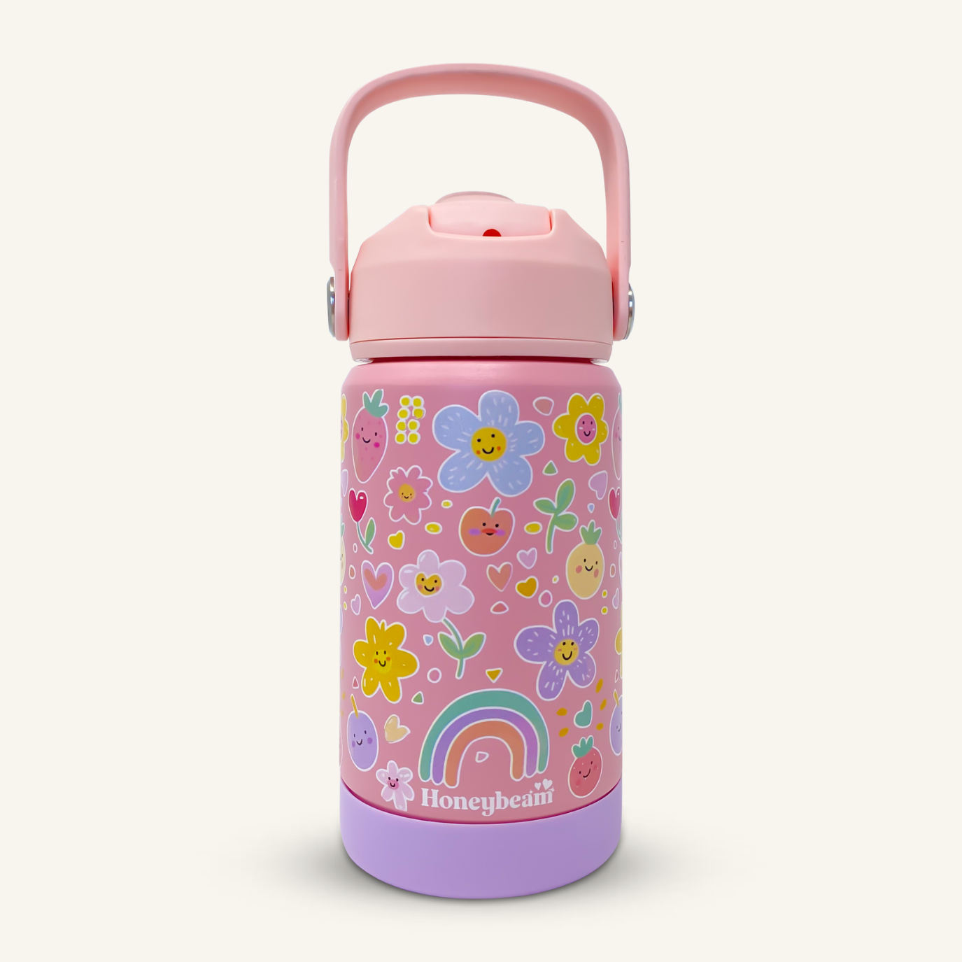 Flowers & Fruit Kid's Stainless Steel Water Bottle With Straw 350ml