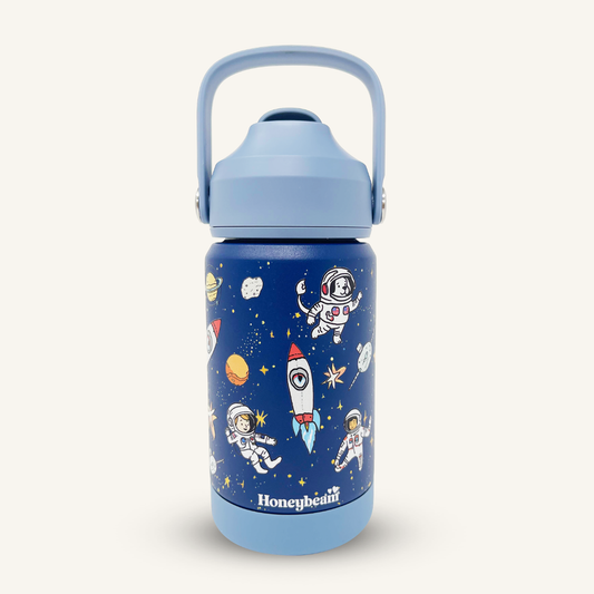Blast Off! Kids Stainless Steel Water Bottle With Straw 350ml