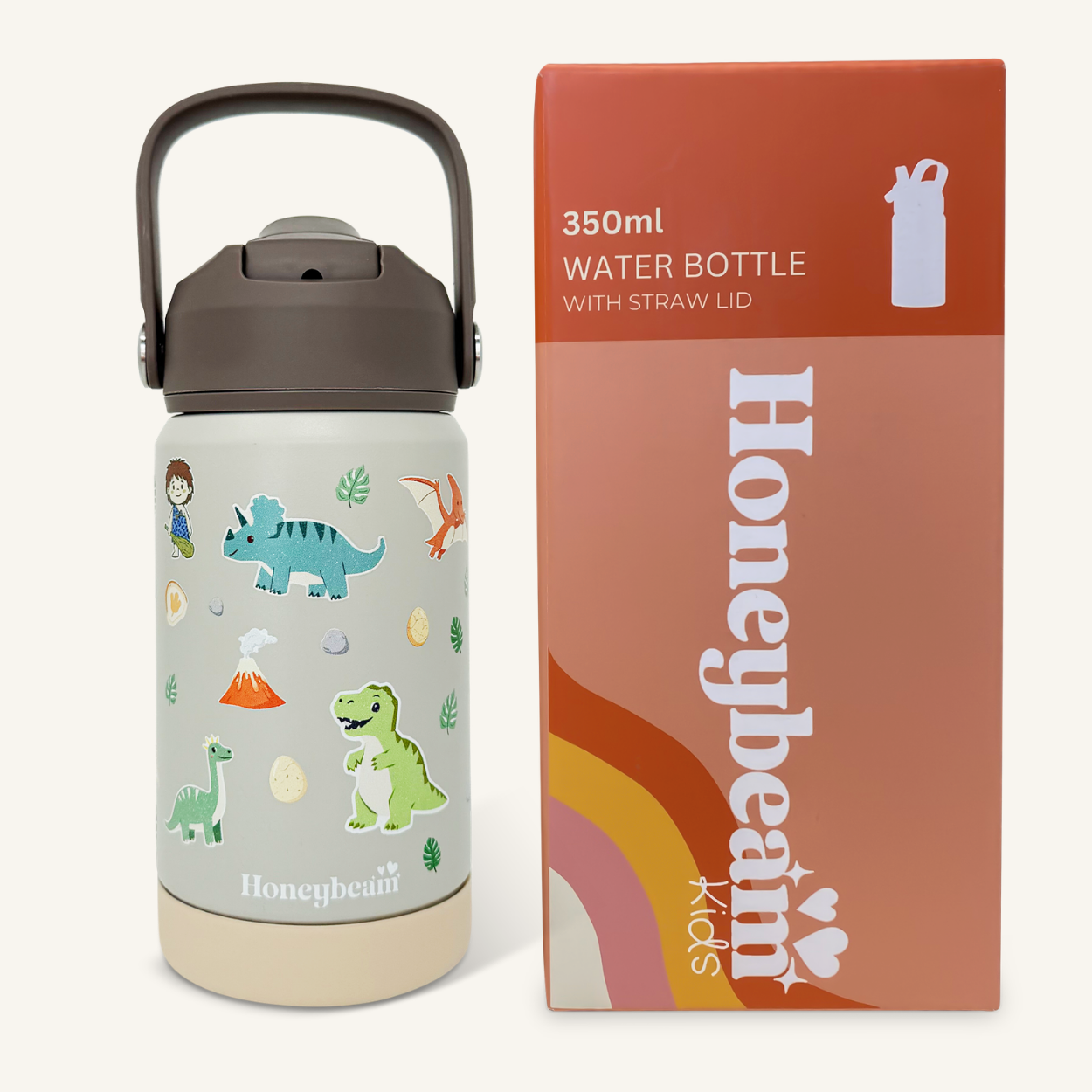 Dinosaur Dreams Kids Stainless Steel Water Bottle With Straw 350ml