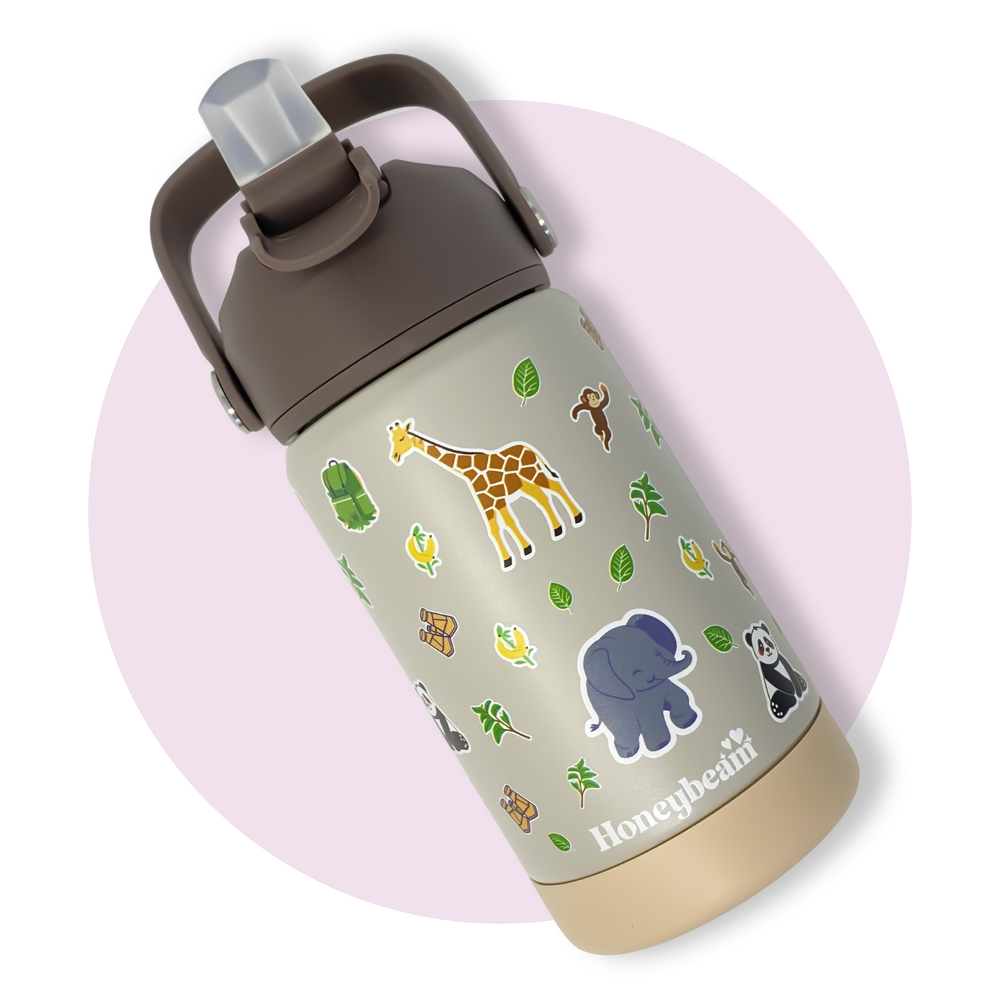Safari Adventure Kids Stainless Steel Water Bottle With Straw 350ml
